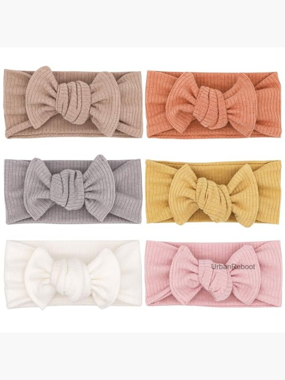Baby Girls Stretchy Knit Headwraps, 6 Pack, Adjustable
